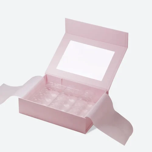 7.87x5.9x2.17 Inches | 20x15x5.5cm 12 Pieces B6 Rigid Pink Macaron Packaging Box with Window