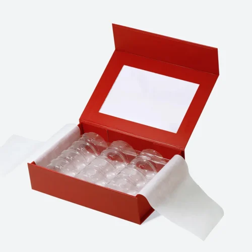 7.87x5.9x2.17 Inches | 20x15x5.5cm 12 Pieces B6 Rigid Red Macaron Packaging Box with Window